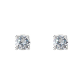 Boucles d oreilles puces argent rhodié composées d un oxyde zirconium 4mm serti 4 griffes Largeur : 4mm Longueur : 4mm Sys...