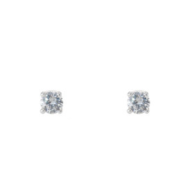 Boucles d oreilles puces argent rhodié composées d un oxyde zirconium 3mm serti 4 griffes Largeur : 3mm Longueur : 3mm Sys...