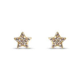 Boucles d'oreilles puces en argent doré en forme d'étoile serti d'oxydes de zirconium. Dimension : 7x7mm. Système d'attach...