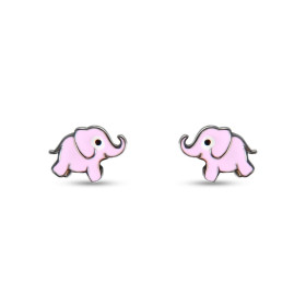 Boucles d oreilles puces argent pour enfant forme d éléphant émail Dimension : 9x6mm Système d attache : poussette belge