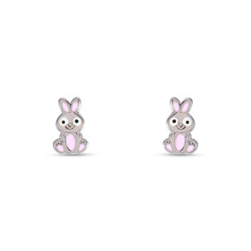 Boucles d'oreilles Puces Argent Enfant Lapin Email