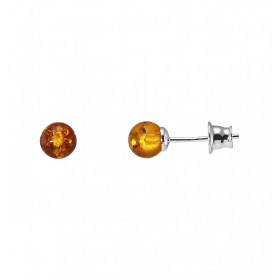 Boucles d'oreilles puces argent et ambre  6mm