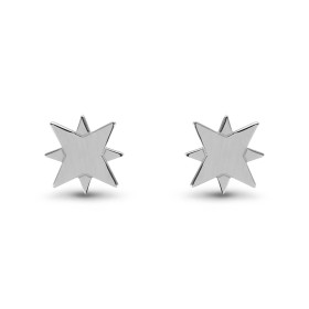 Boucles d'oreilles puces en argent rhodié en forme d'octogramme ou étoile à 8 branches. Dimension : 10x10mm. Système d'att...