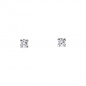 Boucles d oreilles puces Or Blanc 375 Oxydes zirconium Pierre ronde 3mm diamètre