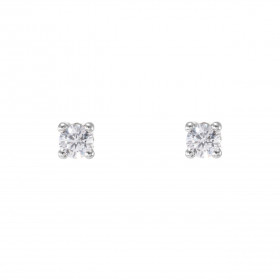 Boucles d oreilles puces Or Blanc 375 Oxydes zirconium Pierre ronde 4mm diamètre