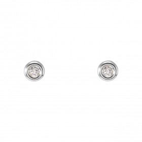 Boucles d'oreilles puces Or Blanc 375 Oxyde de zirconium 5mm