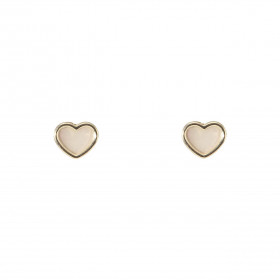 Boucles d oreilles puces Or Jaune 375 forme coeur nacre Dimension puce : 4x5mm
