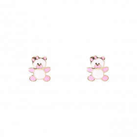Boucles d oreilles puces Or Jaune 375 émail forme d ourson Dimension puce : 6x5mm