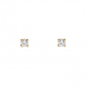 Boucles d oreilles puces Or Jaune 375 Oxydes zirconium Pierre ronde 3mm diamètre