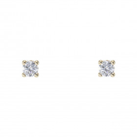  Boucles d oreilles puces Or Jaune 375 Oxydes zirconium Pierre ronde 4mm diamètre 