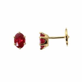 Boucles d oreilles Or Jaune Rubis AAA Pierres premier choix Rubis ovales 6x4 mm (0,5 carat/pièce) Système fermeture sécur...