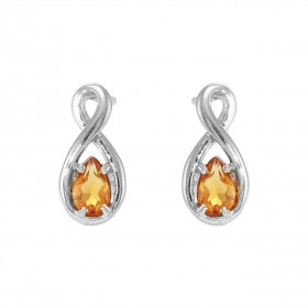 Boucles d oreilles Signe Infini Argent 925 Rhodié Citrine Poire Chaque boucle est sertie d une pierre forme poire mesurant...