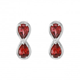 Boucles d'oreilles Signe Infini Argent 925 Rhodié et Grenat