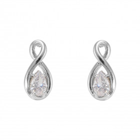 Boucles d'oreilles Signe Infini Argent 925 Rhodié et Oxyde de zirconium Poire