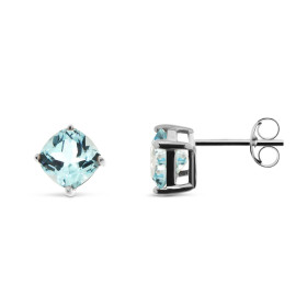 Boucles d oreilles Topaze Bleue Traitée Or Blanc 375 Les Topazes sont maintenues par 4 griffes Ces boucles sont serties pi...