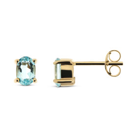Puces d oreilles Topaze Bleue Traitée Or Jaune 375 Ces boucles sont serties pierres ovales 6x4mm La fermeture effectue par...