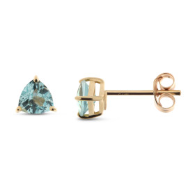 Puces d oreilles Topaze Bleue Traitée Or Jaune 375 Ces boucles sont serties pierres triangulaires 5x5mm les Topazes sont m...