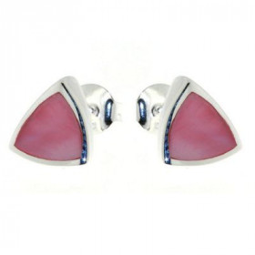 Boucles d'oreilles Triangulaire Argent  Nacre Rose