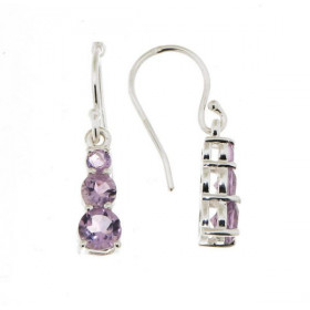  Boucles d oreilles Pendantes Argent 925 Améthyste  Pierres rondes 3, 4 5mm diamètre Longueur: 25mm 