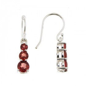 Boucles d oreilles Pendantes Argent 925 Grenat Pierres rondes 3, 4 5mm diamètre Longueur: 25mm