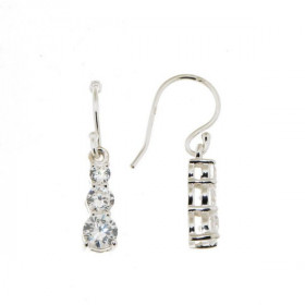 Boucles d oreilles Pendantes Argent 925 Oxyde zirconium Pierres rondes 3, 4 5mm diamètre Longueur: 25mm