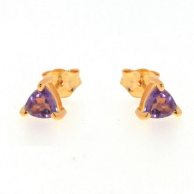 Boucles d oreilles Vermeil Améthyste serties pierres taille trillion 5mm coté 