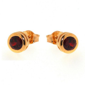  Boucles d oreilles Vermeil Grenat serties pierres 5mm diamètre 