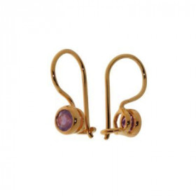 Boucles d'oreilles Vermeil Pendantes Améthyste rondes 4mm