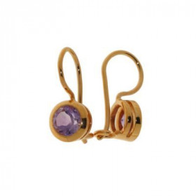 Boucles d oreilles Vermeil pendantes serties pierres 6mm, longueur : 19mm