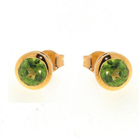  Boucles d oreilles Vermeil Péridot serties pierres 6mm diamètre 