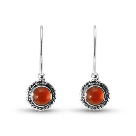 Boucles d oreilles Vintage Pendantes Argent 925 Cornaline Ronde 5mm Ces boucles d oreilles pendantes sont serties pierres ...