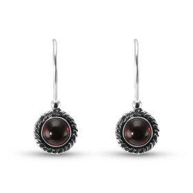 Boucles d oreilles Vintage Pendantes Argent 925 Grenat Rond 5mm Ces boucles d oreilles pendantes sont serties pierres rond...