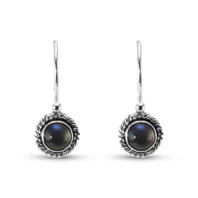 Boucles d oreilles Vintage Pendantes Argent 925 Labradorite Ronde 5mm Ces boucles d oreilles pendantes sont serties pierre...