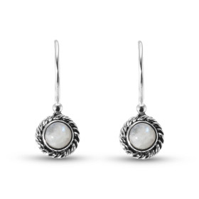 Boucles d oreilles Vintage Pendantes Argent 925 Labradorite Ronde 5mm Ces boucles d oreilles pendantes sont serties pierre...