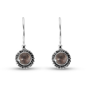 Boucles d oreilles Vintage Pendantes Argent 925 Quartz Rose Rond 5mm Ces boucles d oreilles pendantes sont serties pierres...