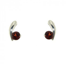 Boucles d'oreilles Virgule Argent et Grenat