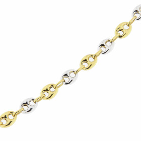  Bracelet 2 Ors 375 maille grains cafés 6mm x 21cm Maille grains café composée motifs blancs jaunes Largeur maille :6mm Lo...