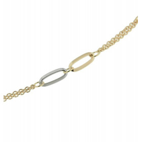 Bracelet 2 Ors 750 maille ronde avec motifs ovales modernes. Longueur du bracelet : 18cm. Largeur de la maille : 1,4mm. Di...