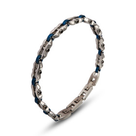 Bracelet Homme Acier composé maillons gris bleus Largeur : 6,4mm Longueur : 19,5, 20,5 ou 22cm