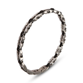 Bracelet Homme Acier composé maillons gris noirs Largeur : 6,4mm Longueur : 19,5, 20,5 ou 22cm