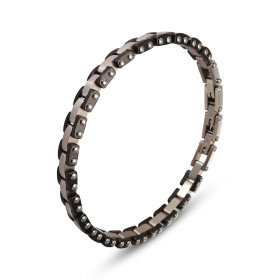 Bracelet Homme Acier composé maillons anthracites gris mat Largeur : 7mm Longueur : 19,5, 20,5 21,5cm