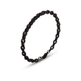 Bracelet Homme Acier composé d une maille grain café noire Largeur : 4,6mm Longueur ajustable 18 à 21,5cm
