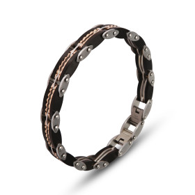 Bracelet Homme Acier composé maillons noirs mat roséLargeur : 9,7mm Longueur : 20 ou 21cm