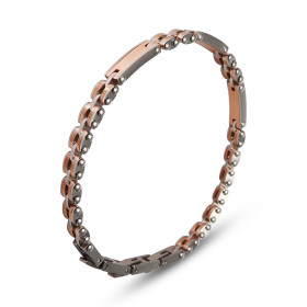 Bracelet Homme Acier composé maillons acier rosé Largeur : 6,4mm Longueur : 20, 21 ou 22cm