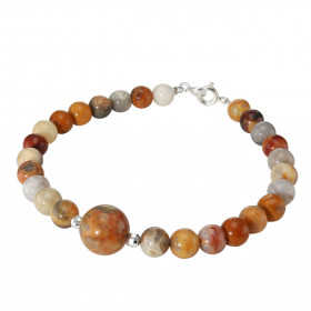 Bracelet Agate Crazy Lace 6-10mm Argent Ce bracelet est composé pierres 6mm d une pierre 10mm son centre Elle est séparée ...