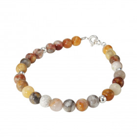 Bracelet Agate Crazy Lace 6mm Argent Ce bracelet est composé pierres 6mm, 4 perles facettées Argent 4mm diamètre d une per...