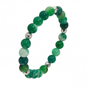 Bracelet Agate Verte 8mm Oeil porte bonheur Ce Bracelet est composé 20 perles 8mm Agate verte teintée 5 intercalaires méta...