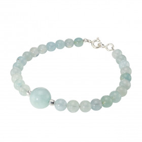 Bracelet Aigue Marine 6-10mm Argent Ce bracelet est composé pierres 6mm d une pierre 10mm son centre Elle est séparée par ...