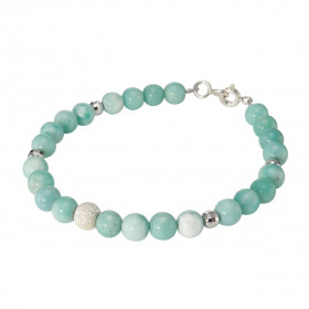 Bracelet Amazonite 6mm et Argent. Ce bracelet est composé de pierres de 6mm, de 4 perles facettées en Argent de 4mm de dia...