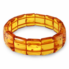 Bracelet Ambre Plaquettes Rectangulaires 15-17mm x 18.5cm. Plaquettes d'ambre rectangulaires. Ambre de couleur Cognac. Enf...